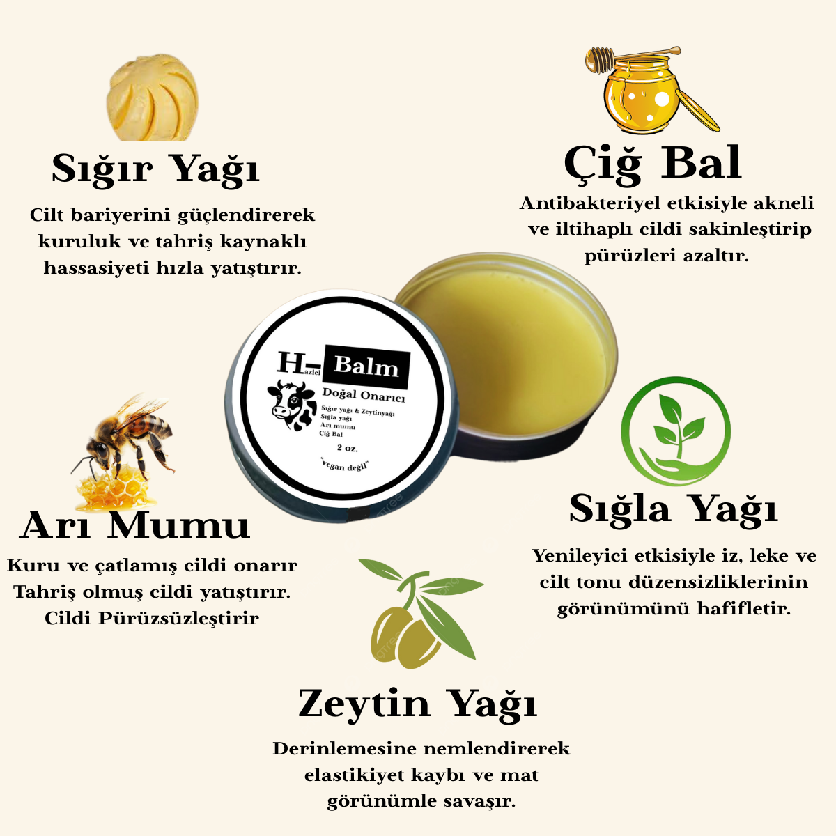 Haziel- Doğal Onarıcı Cilt Bakım Balmı